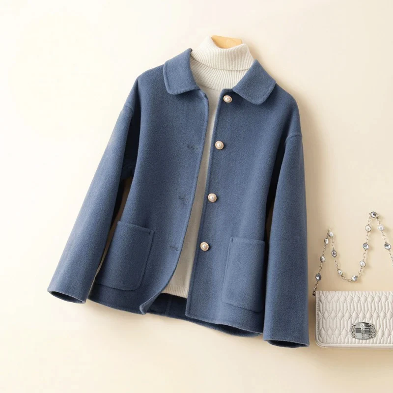 Casual Winter Coat Button Closure Round Neck