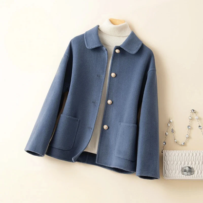 Casual Winter Coat Button Closure Round Neck