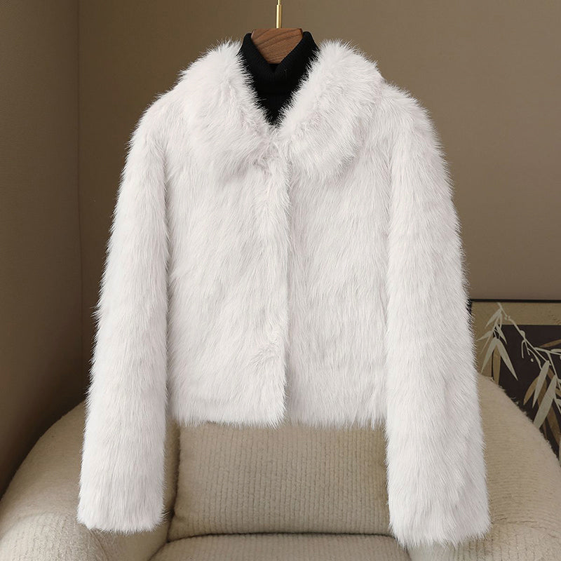 Stylish Short Jacket Fur Trim Buttons