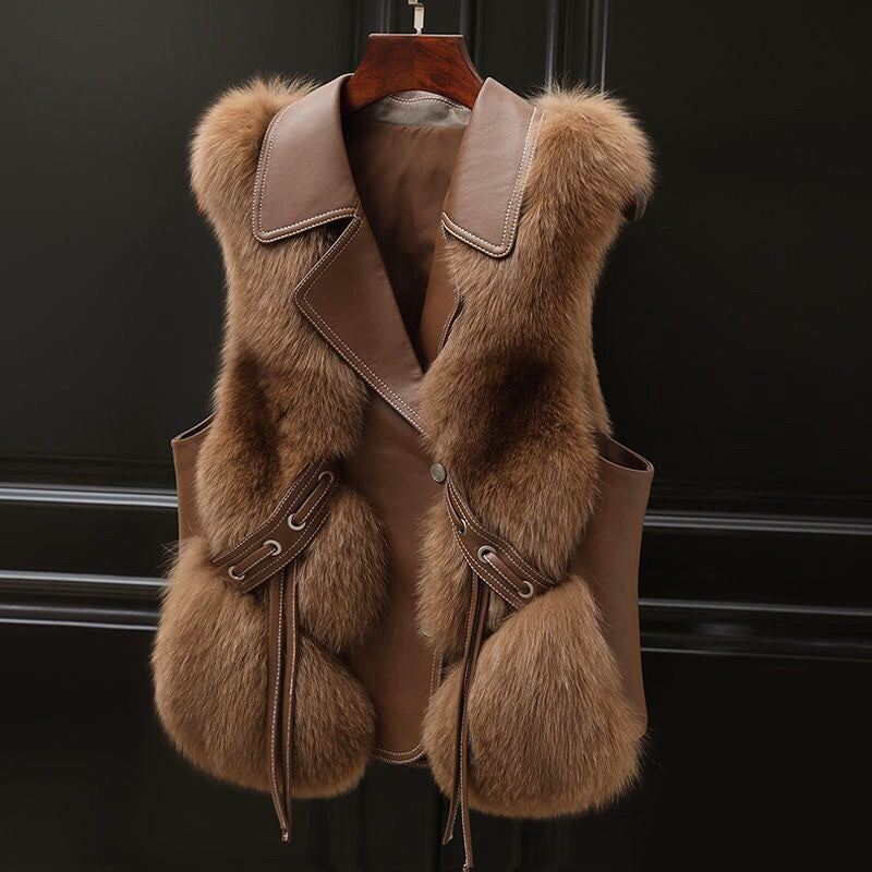 Women's Faux Fur Vest, Elegant, Fitted