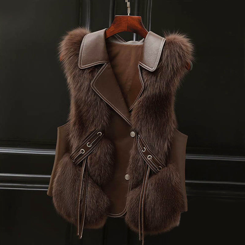 Women's Faux Fur Vest, Elegant, Fitted