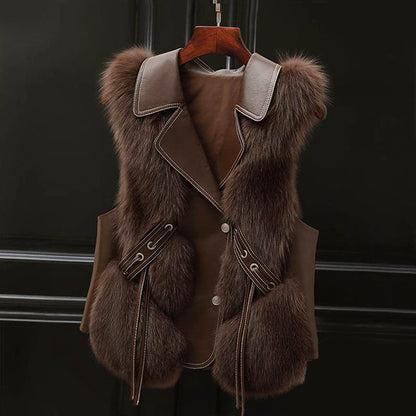 Women's Faux Fur Vest, Elegant, Fitted
