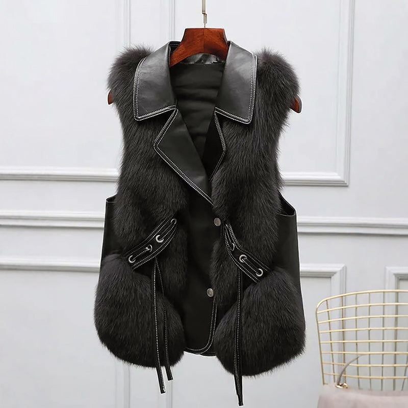 Women's Faux Fur Vest, Elegant, Fitted