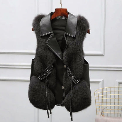 Women's Faux Fur Vest, Elegant, Fitted