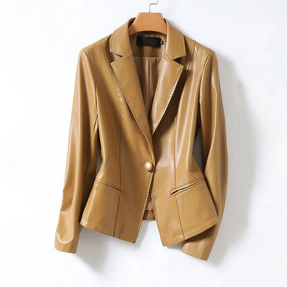 Eleganter Lederblazer Damen Jacke