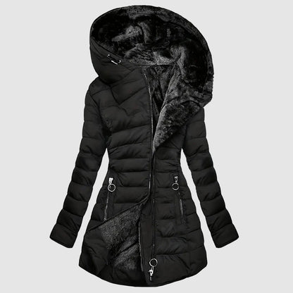 Women's Soft Plush Hooded Puffer Coat