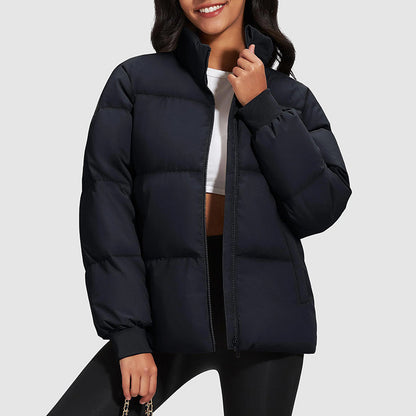 Women's Short Down Jacket with Stand-Up Collar