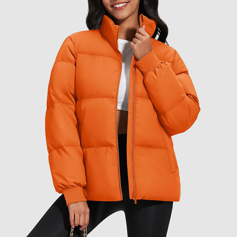 Women's Short Down Jacket with Stand-Up Collar
