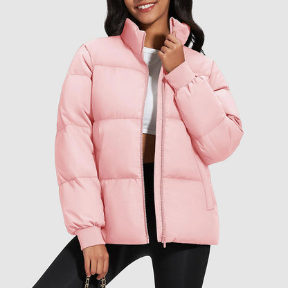Women's Short Down Jacket with Stand-Up Collar