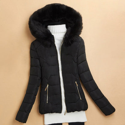 Winter Pufferjacke Fellkapuze Damen