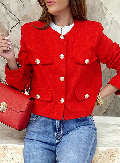 Cropped Blazer Women Wool Jacket Modern Style