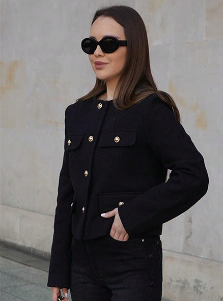 Cropped Blazer Women Wool Jacket Modern Style