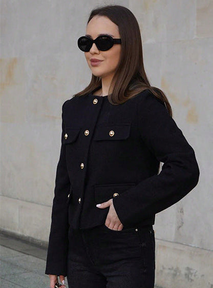 Cropped Blazer Women Wool Jacket Modern Style