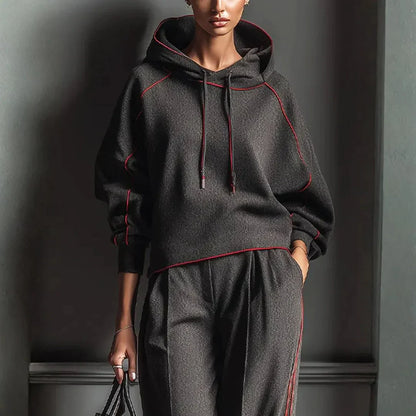 Stylish Hoodie Black Red Contrast