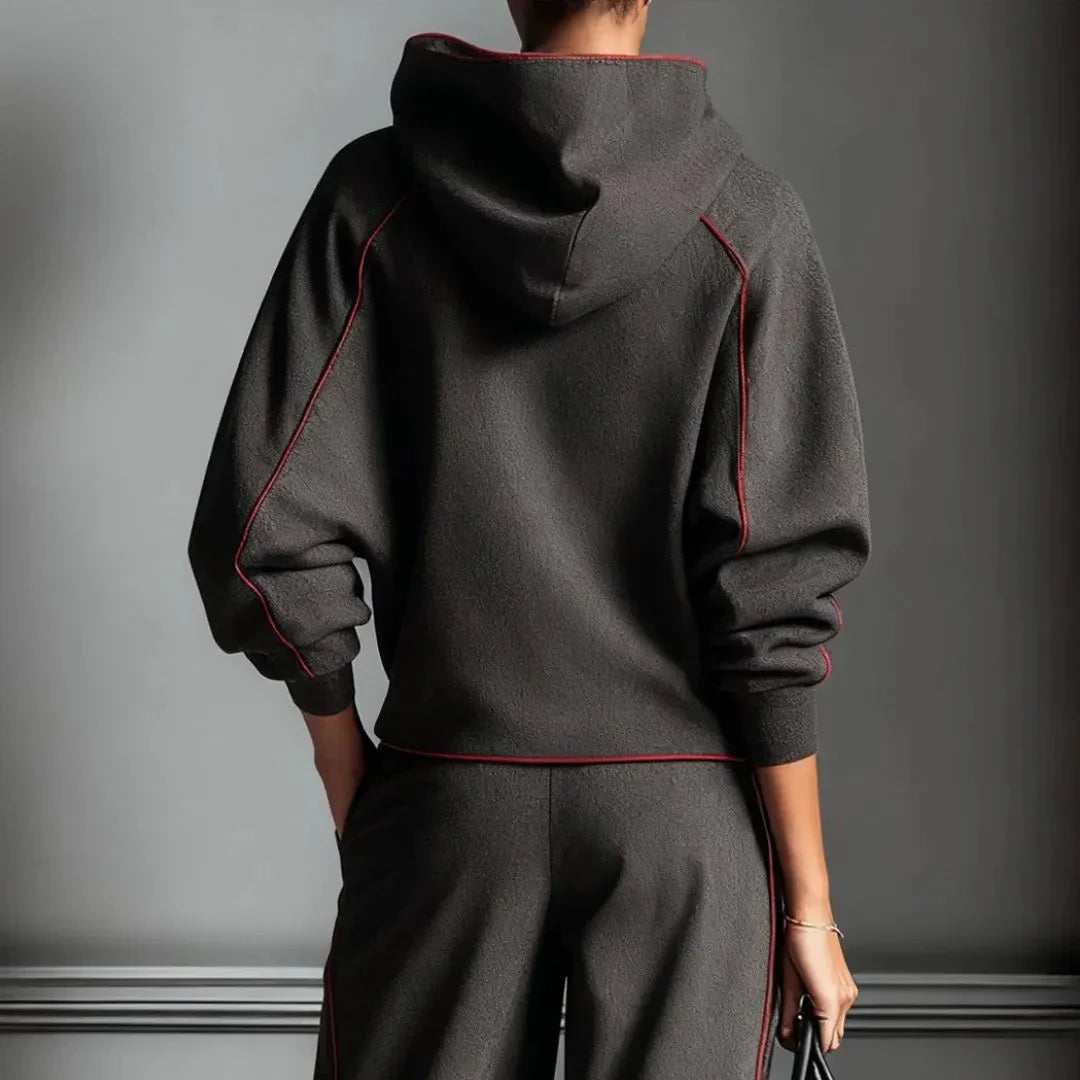 Stylische Hoodie Schwarz Rot Kontrast - IdealeKleiden