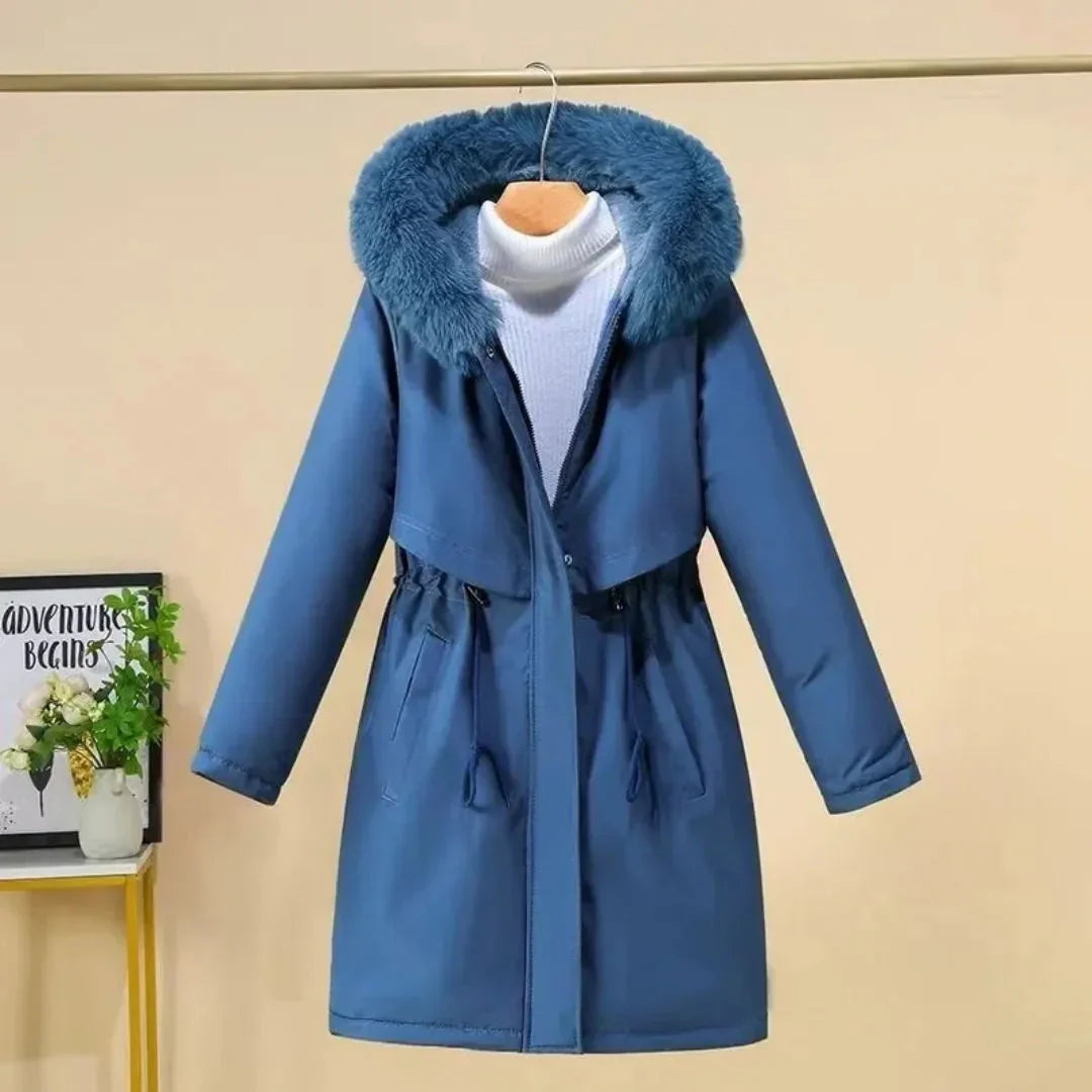 Elegant Winter Coat Long Faux Fur Hood