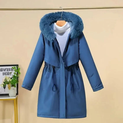 Elegant Winter Coat Long Faux Fur Hood