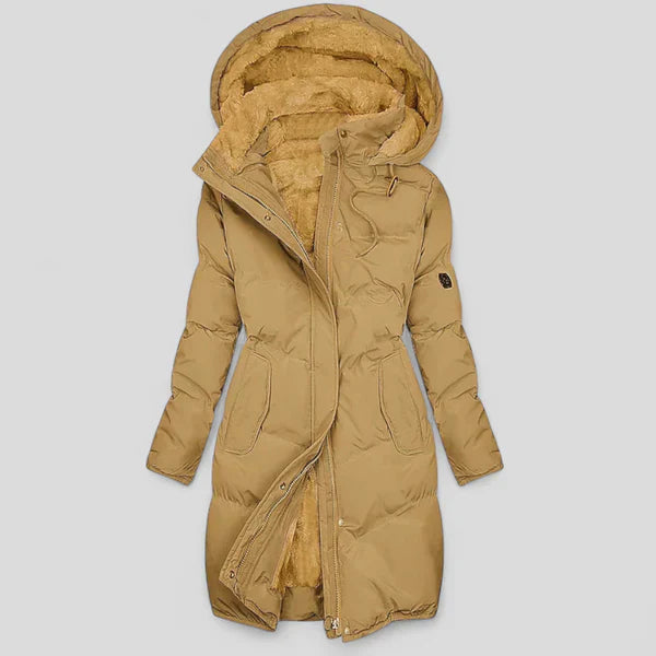 Damen Steppjacke Lang Kapuze Warm