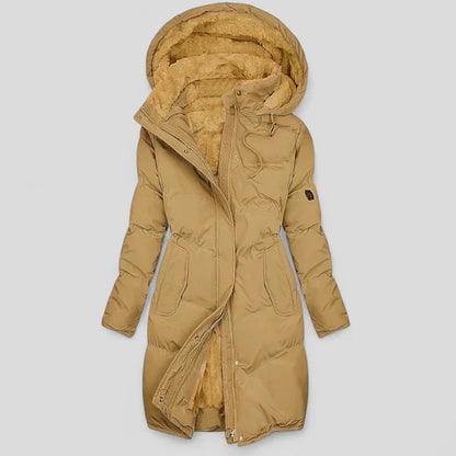 Damen Steppjacke Lang Kapuze Warm