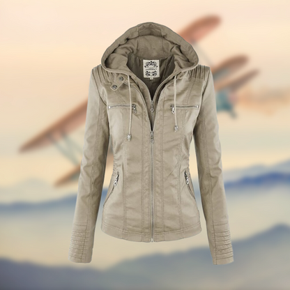 Elegant Women's Leather Jacket Slim Fit Zipper