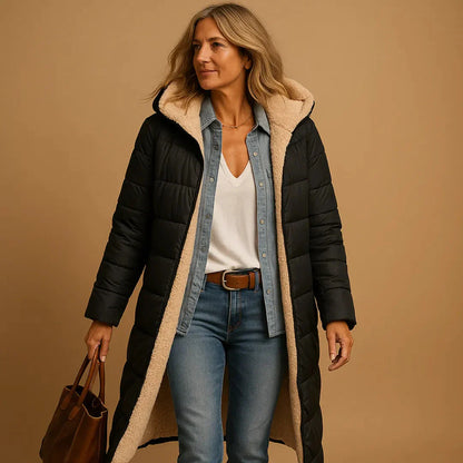 Langer Puffermantel Steppjacke Damen - IdealeKleiden