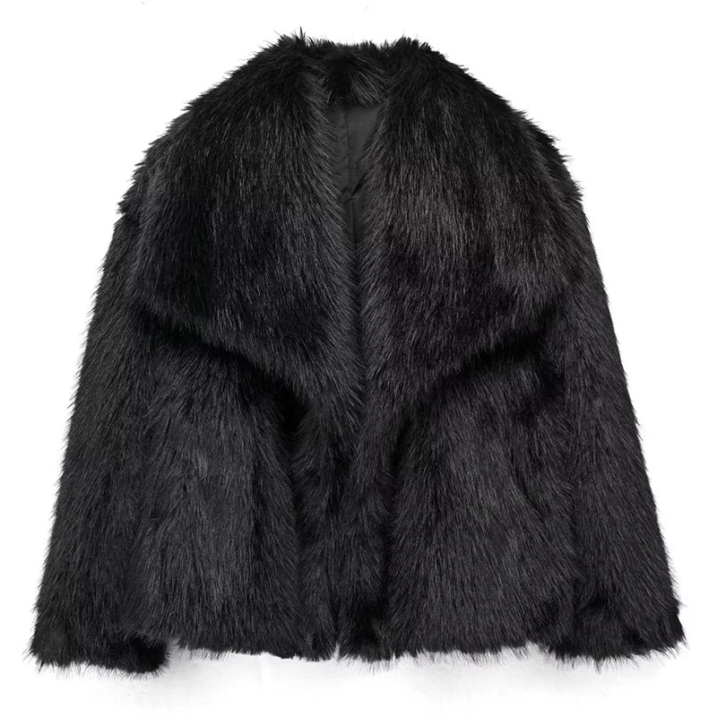 Stylische Kunstpelzjacke Damen - Leichter Wintermantel Elegantes Design