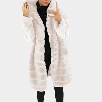 Wintermantel Weich Fleece Kapuze Damen