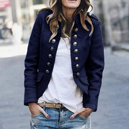 Women's Modern Short Leather Jacket with Front Buttons