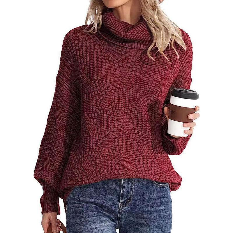 Women's Cable Knit Turtleneck Winter Sweater
