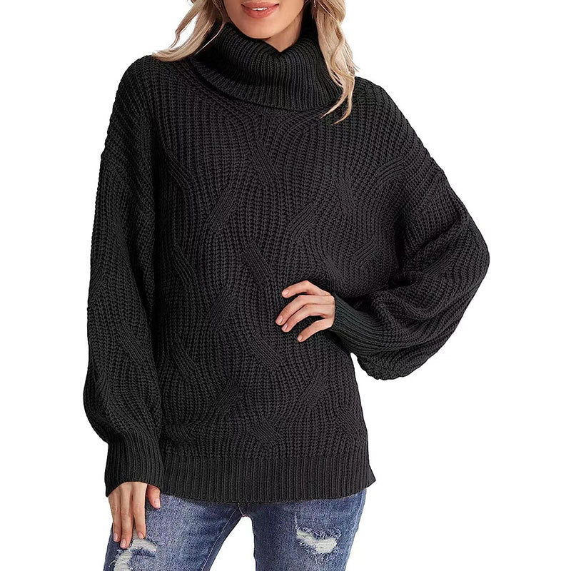 Women's Cable Knit Turtleneck Winter Sweater