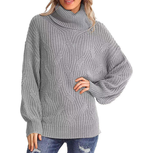 Damen Winterpullover Kabelstrick Rollkragen - IdealeKleiden