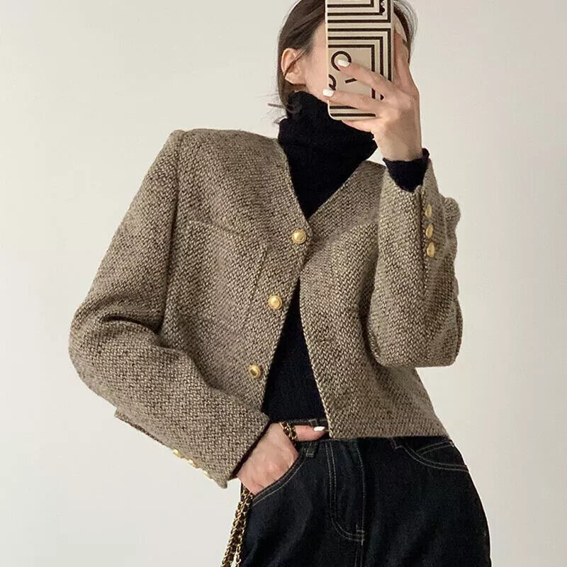 Women's Short Collarless Elegant Blazer