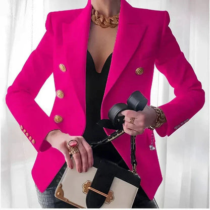 Women's Double Breasted Blazer Elegant Ladies