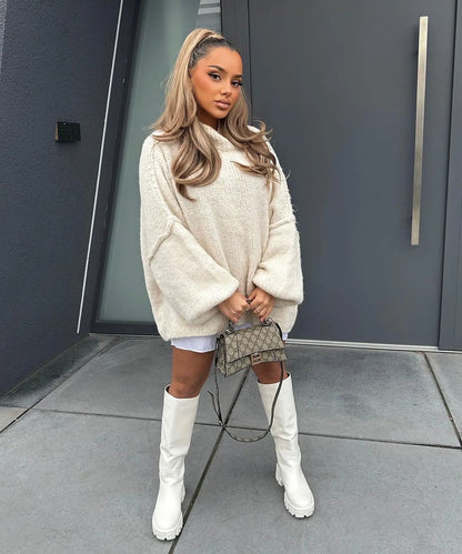 Women's Oversized Knitted Sweater Winter Warm