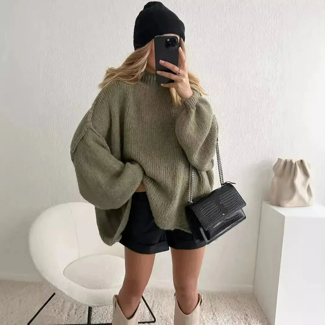 Damen Oversized Strickpullover Winterwarm - IdealeKleiden