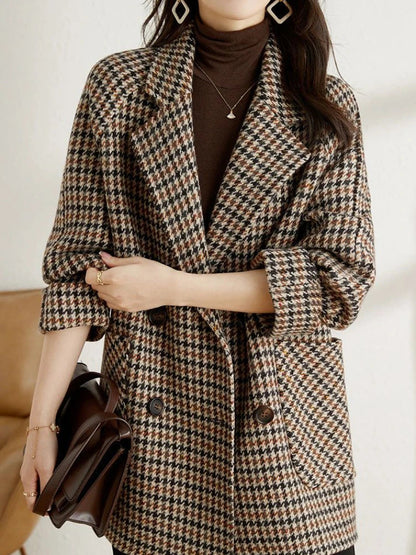 Long Plaid Blazer for Women - Elegant Men's Winter Style