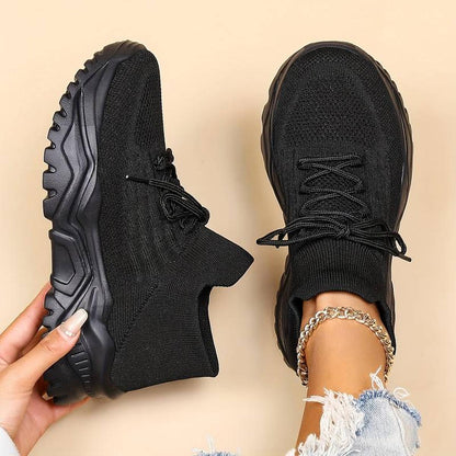 Women's Knitted Lace-Up Shoes Comfortable Walking