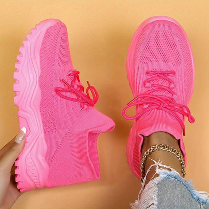Women's Knitted Lace-Up Shoes Comfortable Walking