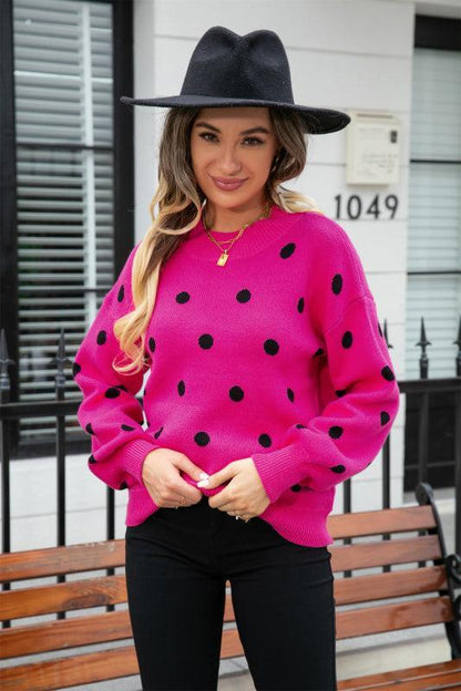 Damen Strickpullover Winter Polka Dot Stil