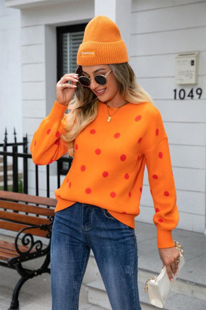 Damen Strickpullover Winter Polka Dot Stil