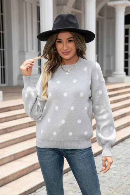 Damen Strickpullover Winter Polka Dot Stil