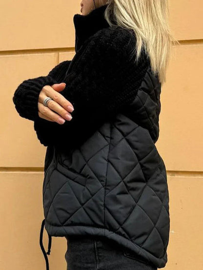 Quilted winter jacket Textile sleeves Zipper Quilted jacket