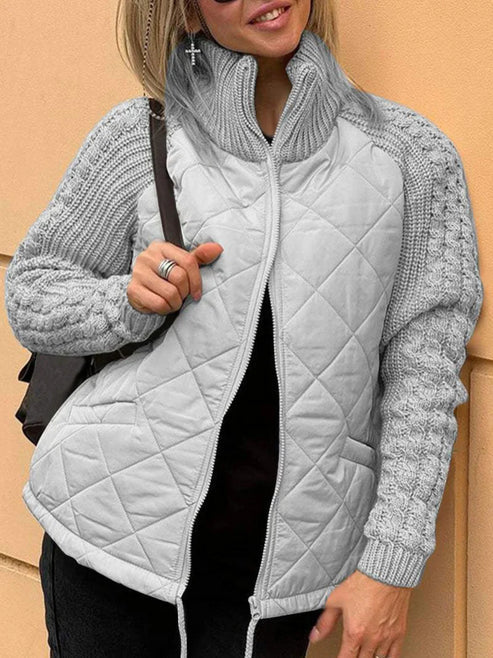 Quilted winter jacket Textile sleeves Zipper Quilted jacket
