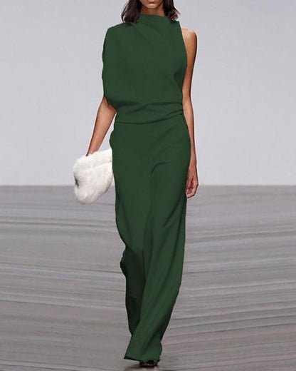 Women's Elegant Asymmetrical Wide-Leg Jumpsuit