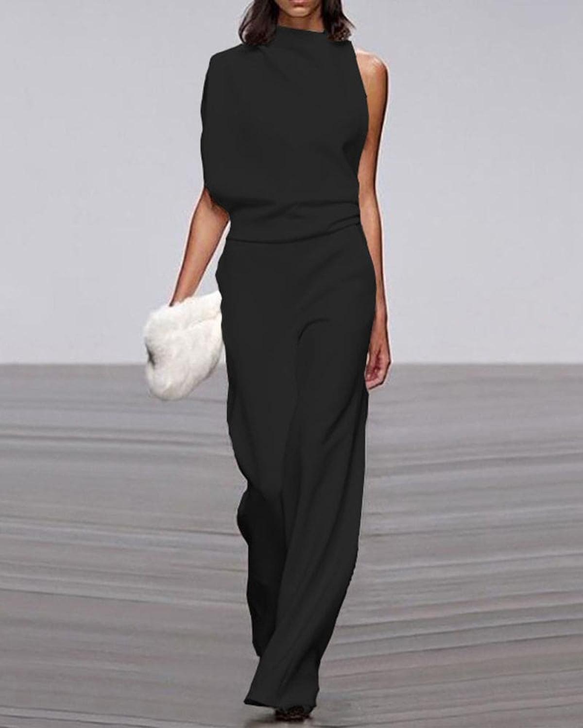 Women's Elegant Asymmetrical Wide-Leg Jumpsuit
