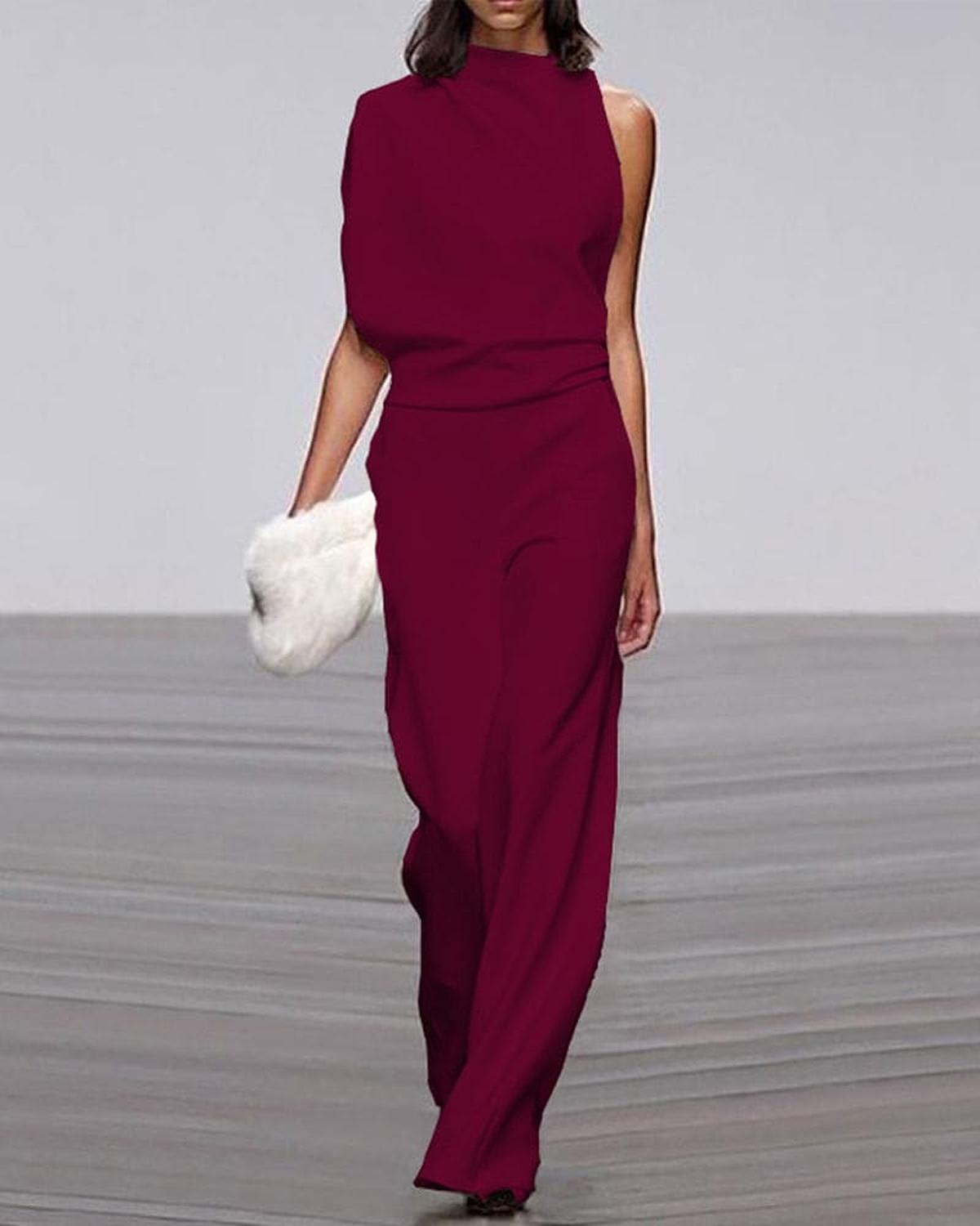 Women's Elegant Asymmetrical Wide-Leg Jumpsuit