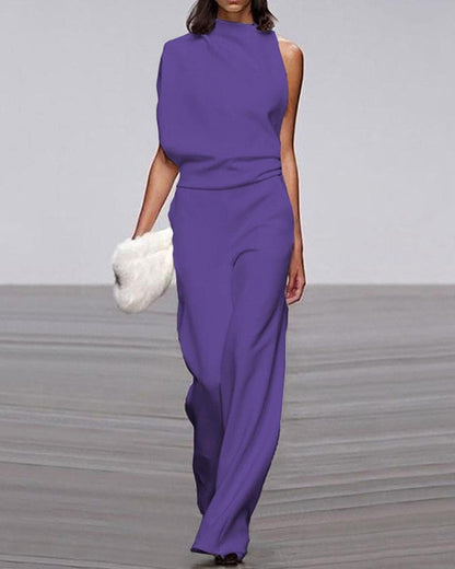 Women's Elegant Asymmetrical Wide-Leg Jumpsuit