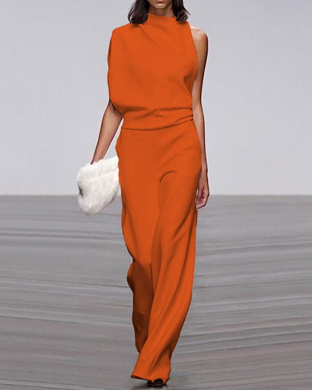 Women's Elegant Asymmetrical Wide-Leg Jumpsuit