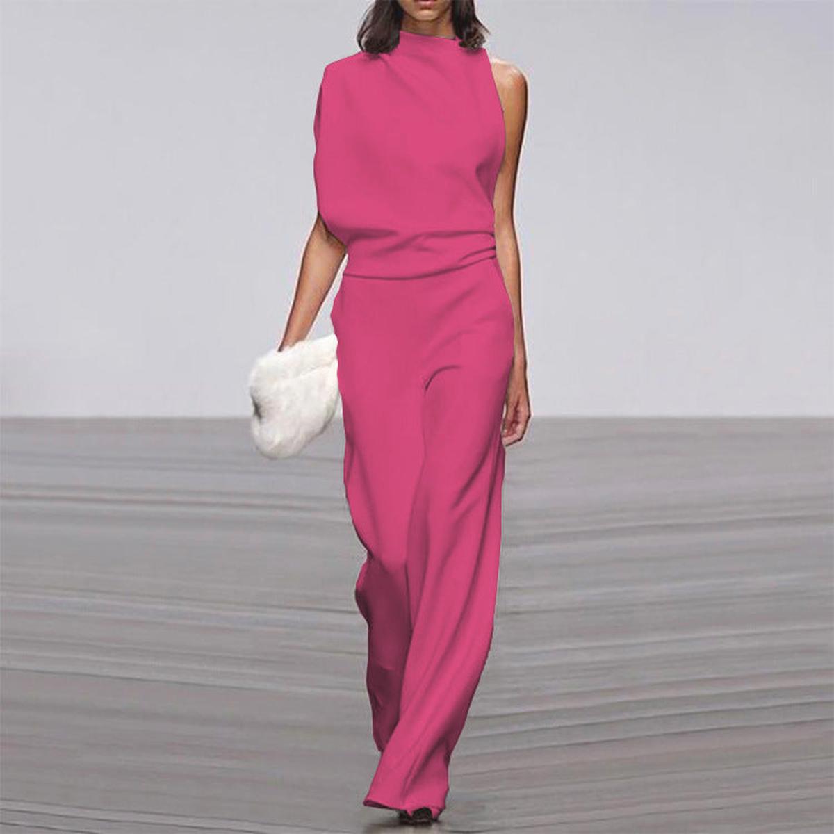 Women's Elegant Asymmetrical Wide-Leg Jumpsuit