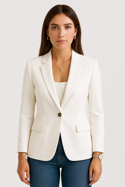 Tailored Slim Fit White Elegant Blazer